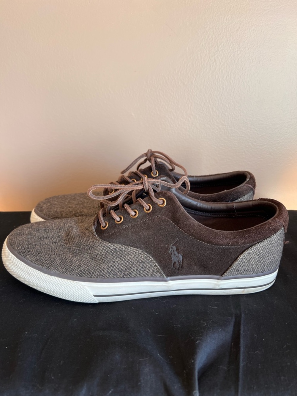 Polo Ralph Lauren Men's Vaughn Saddle Tweed fashion sneakers size 14